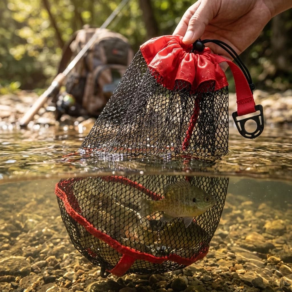 Professional Fish Keep Net Bag Foldable Mesh Fishing Basket for Creek Freshwater Fishing Durable Nylon Quick Dry Gear