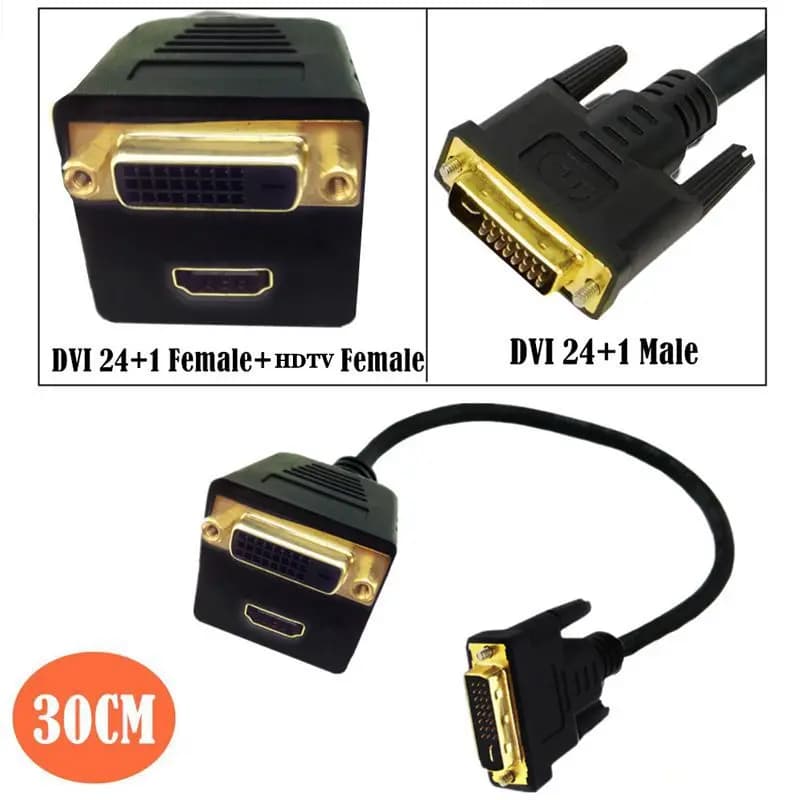 1/2 cavo compatibile DVI a HDMI Dvi 24 + 1 maschio a femmina + cavo femmina compatibile Hdmi cavo a testa grande cavo doppio