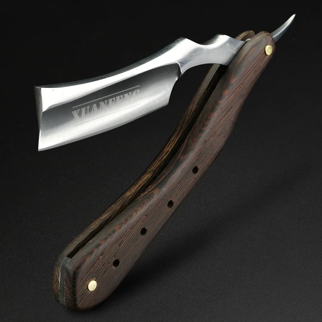 Rasoio pieghevole con manico in legno Wenge Rasoio da uomo in acciaio temprato ad alta durezza affilato e dritto