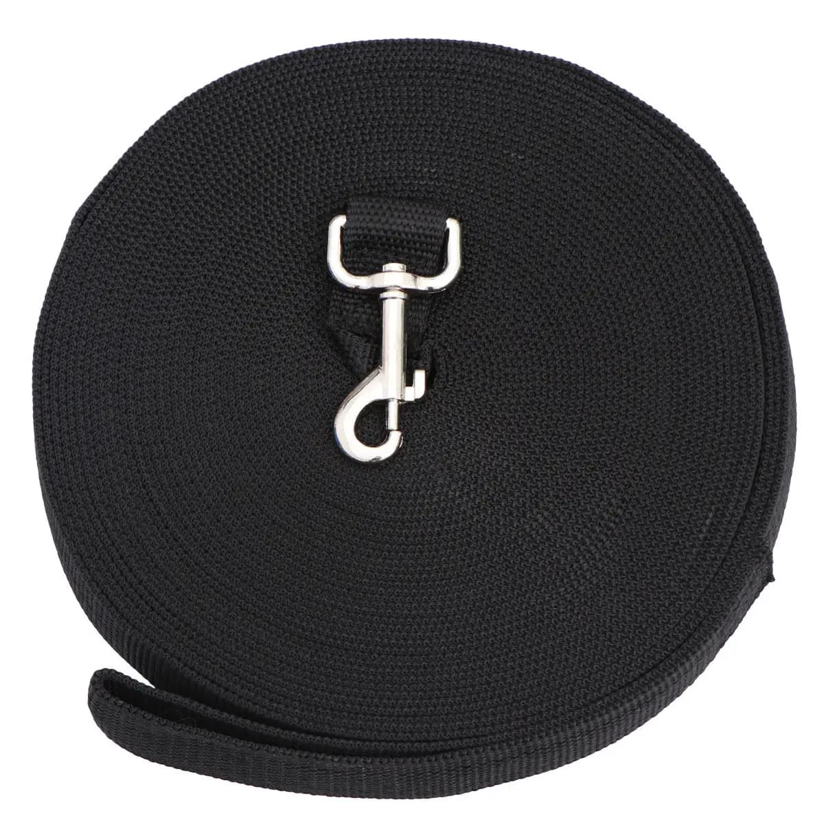 Guinzaglio Professionale per Addestramento Cani 15M 50Ft in Nylon con Maniglia ad Anello a D in Metallo e Chiusura Sicura in Lega, Nero