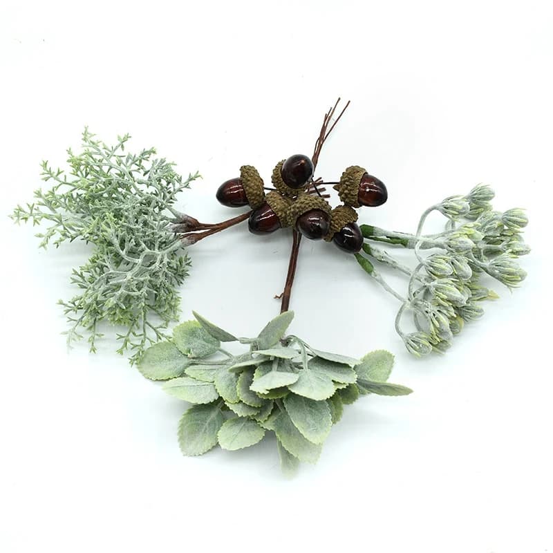 5/10pcs Artificial Flowers Wedding Bridal Bouquet Home Decor Diy Box Scrapbook Garland Garden Handmade Cheap Fake Green Plants