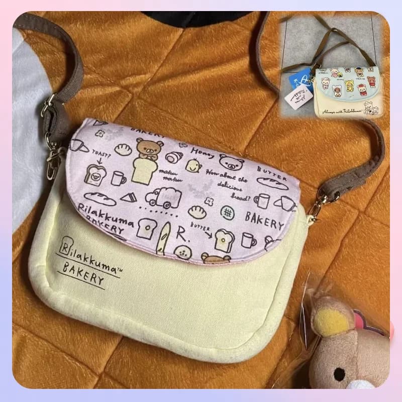 Rilakkuma Borsa a tracolla con orso rilassato Ciondolo carino Portamonete piccolo Borsa portaoggetti per cellulare Regalo ideale per gli amici