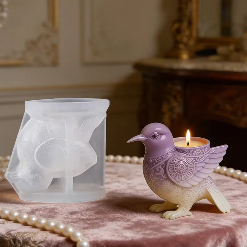 3D Bird Silicone Mold for Cement/Plaster/Resin/Candle - DIY Planter, Aromatherapy Cup, Storage Cup & Home Decor Ornament