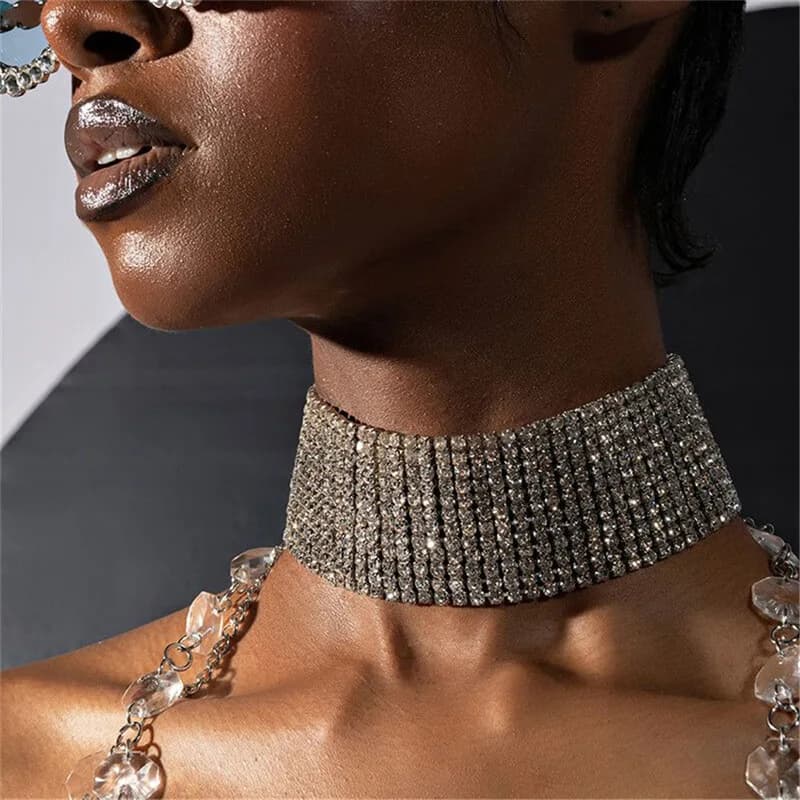 Necklace For Women Crystal Necklace Choker Collares Para mujer goth цепочка на шею женская jewelry Drop necklace earrings set