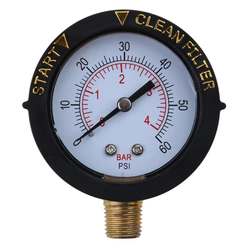 Manometro per piscina Quadrante da 2" Filtro pulito Manometro per acqua utile 60psi con impostabile per custodia e montaggio inferiore NPT da 1/4"