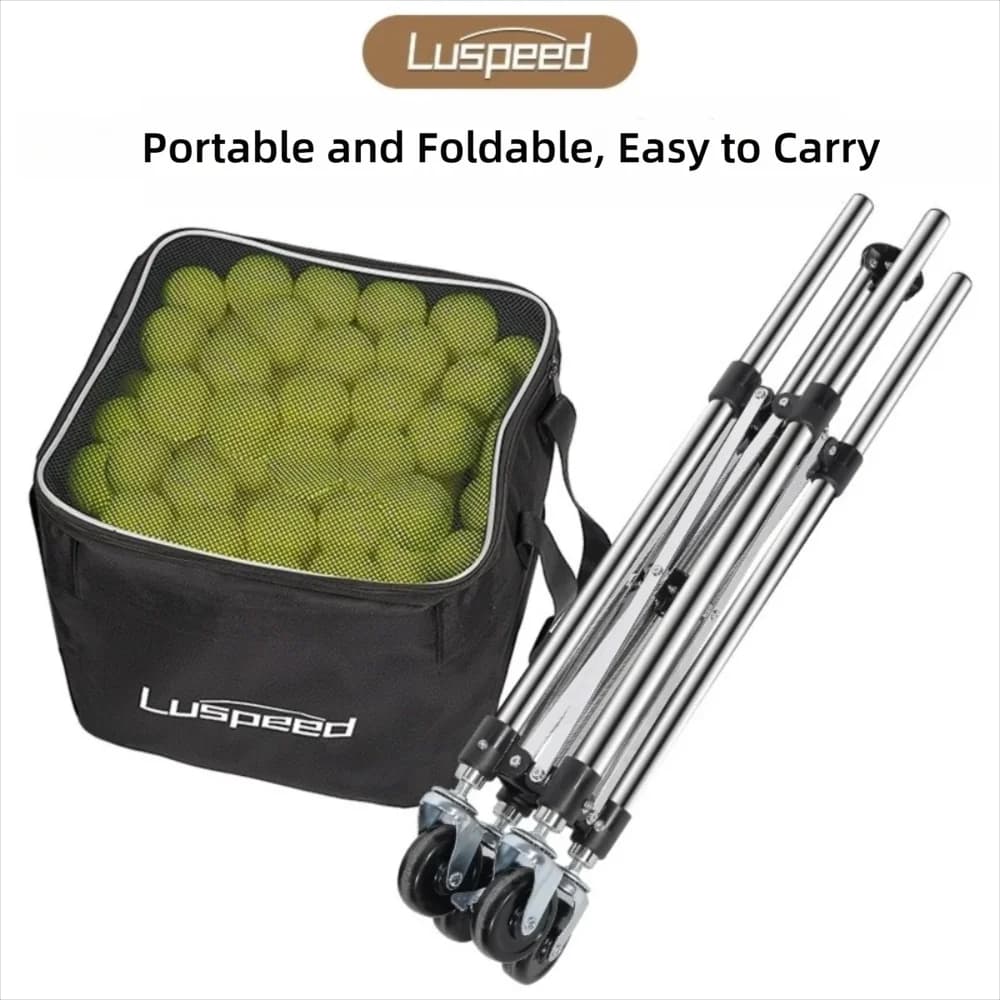 Luspeed Tennis Ball Insert Trolley Height Adjustable Stainless Steel Tennis Multi-ball Cart Large Capacity
