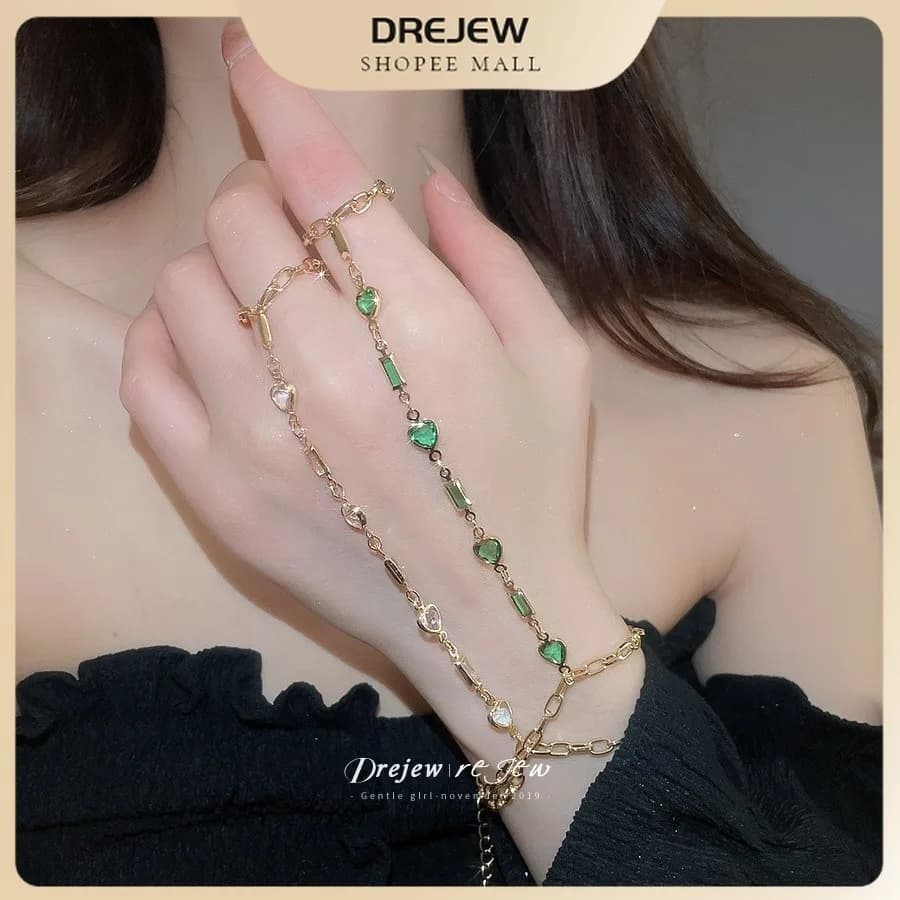DREJEW Resin Square Love Ring Bracelet One Piece Light Luxury High End Exquisite Bracelet Versatile Temperament Hand Accessory