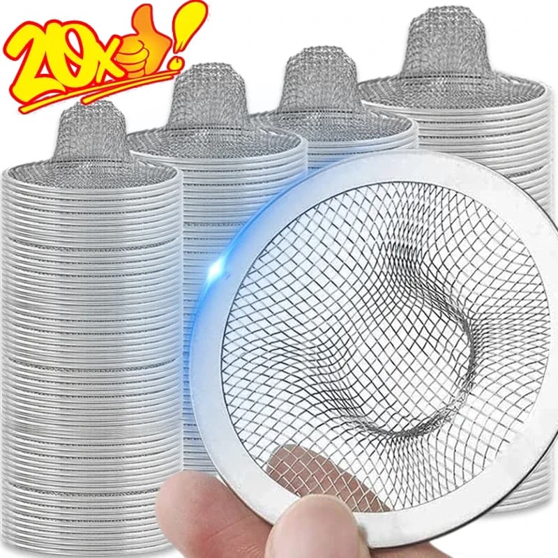 20x Filtro per lavello in acciaio inossidabile Cucina Bagno Scarico a pavimento Filtri a rete Cestello di scarico Schermo per rifiuti Foro Trappola Filtro Tappo