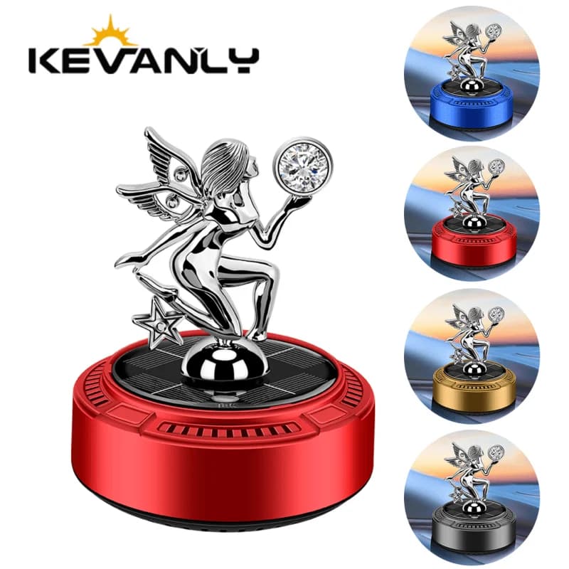 Profumatore per Auto Solare Rotante, Ornamento Creativo a Forma di Angelo, Decorazione per Cruscotto Auto, Regalo Aromaterapico