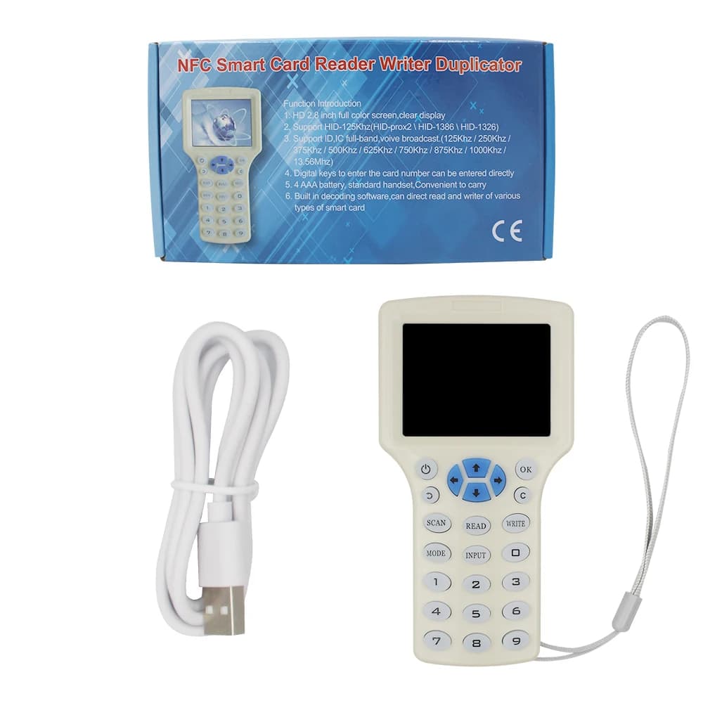 Duplicatore per lettore di smart card NFC a 10 frequenze 125K 13,56 MHz Copiatrice RFID Programmatore Fob USB Copia replicatore di chiavi crittografate
