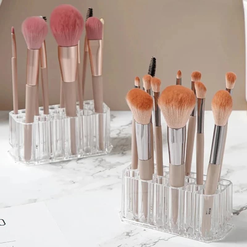 26 Holes Makeup Brush Holder Multifuntional Acrylic Desktop Cosmetics Storage Rack Lipstick Organizer Transparent Showing Shelf