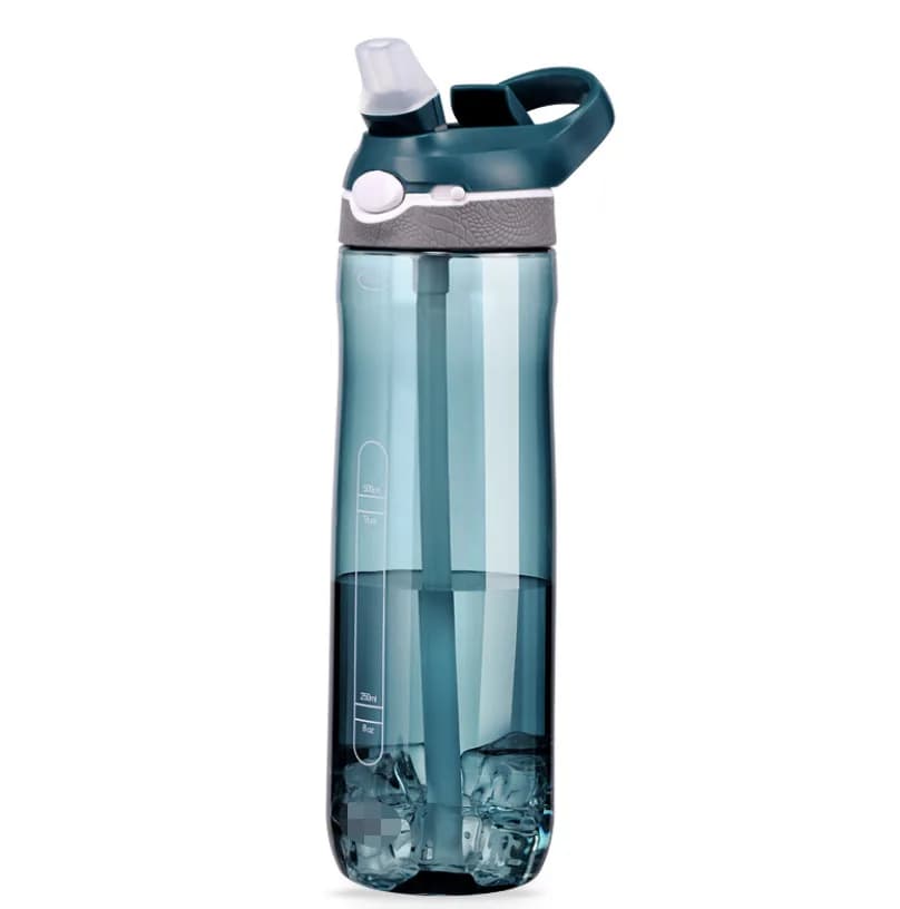 Bottiglia d'acqua in materiale Tritan da 750 ml/1000 ml con cannuccia Bottiglia per bevande shaker per sport all'aria aperta, durevole ed ecologica