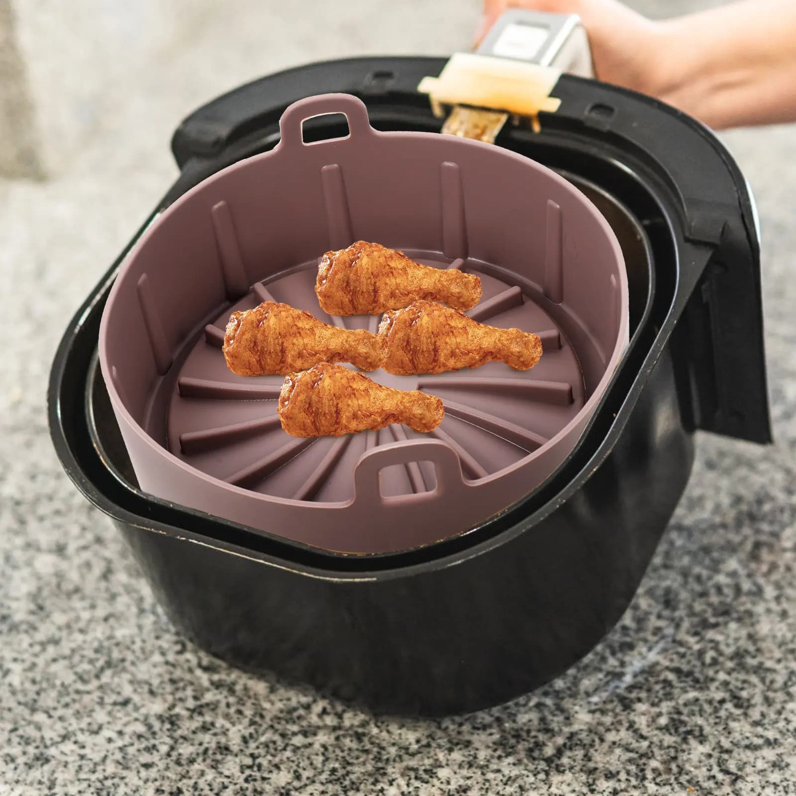 Cestello in Silicone per Friggitrice ad Aria, Accessorio Antiaderente di Grado Alimentare, Vassoio per Forno, Accessori per Friggitrice ad Aria