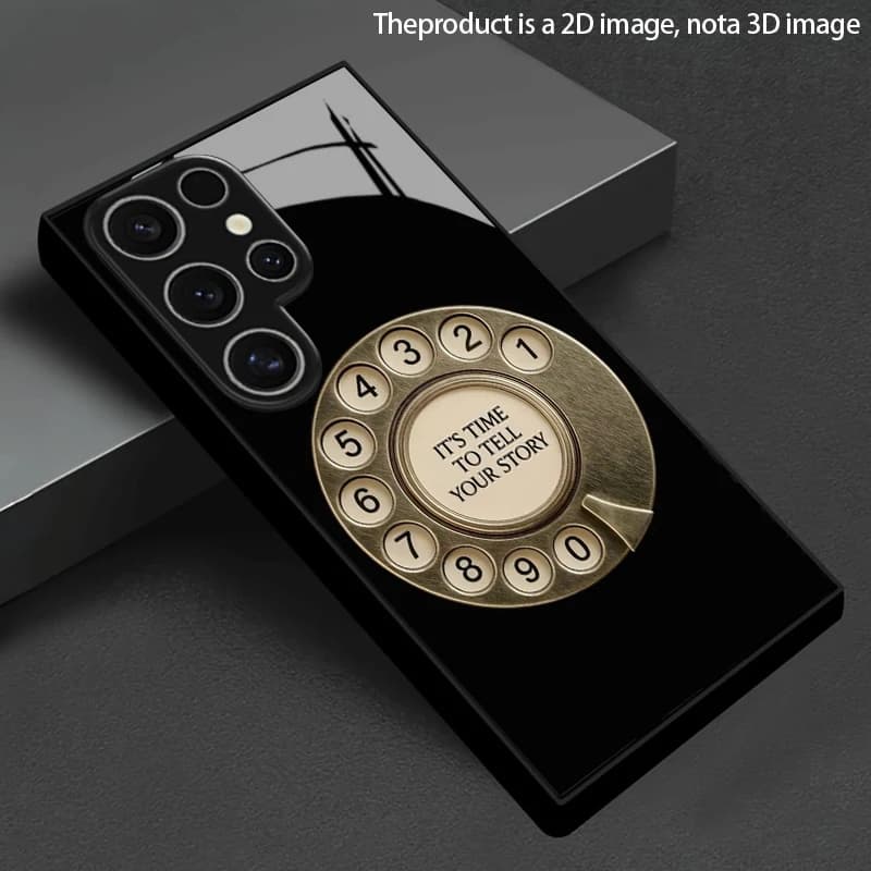 2D Dial Pad Pattern Vintage Phone Case for Samsung S26 S25 S24 S23 S22 S21 S20 A56 A36 A16 Tempered Glass Protective Cover