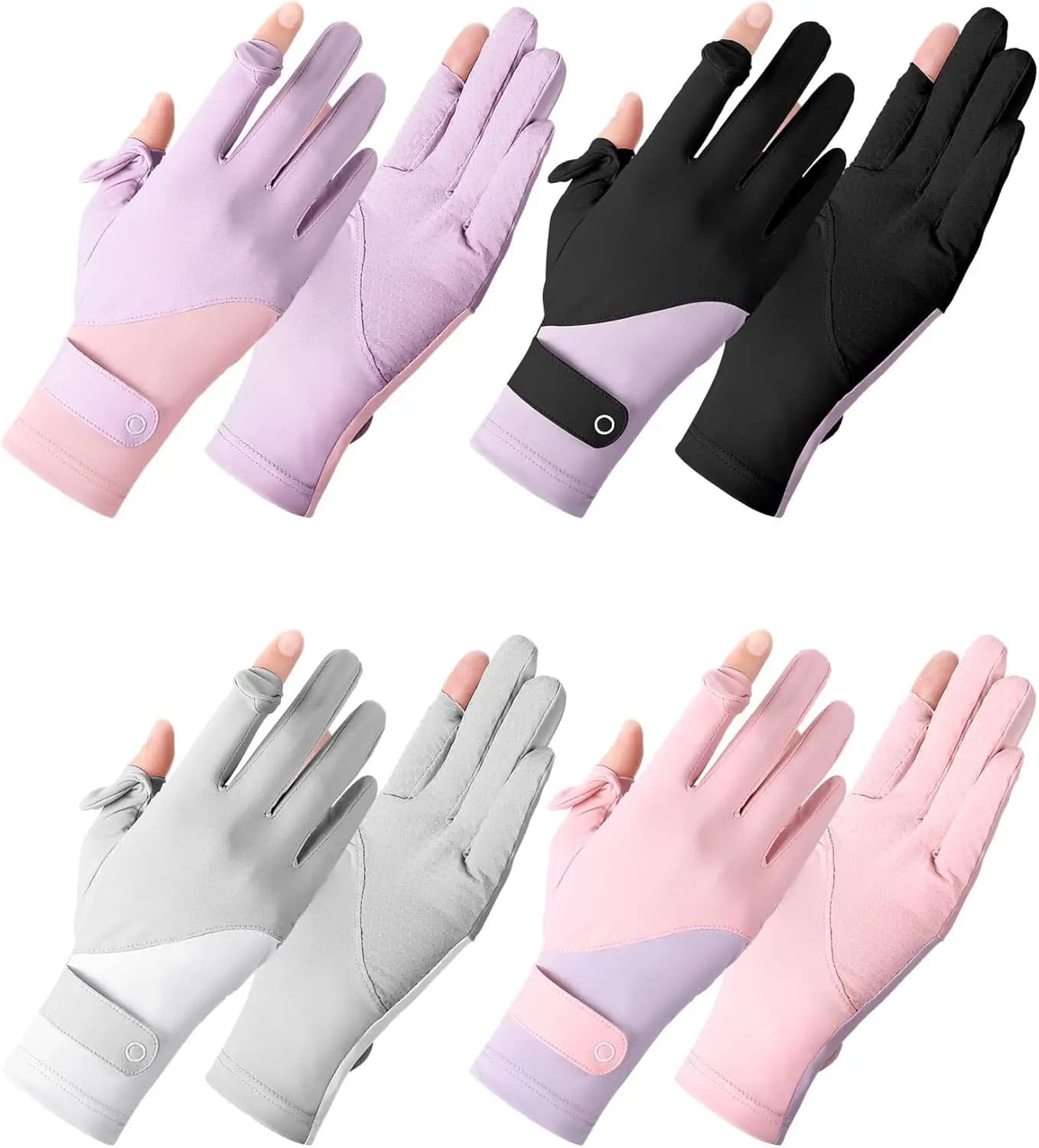 4 paia di guanti touchscreen da donna con protezione UV, guanti da guida con protezione solare per tutte le dita, per ciclismo estivo all'aperto
