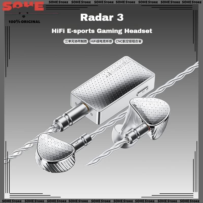 MelGeek Rada 3 Cuffie da Gaming In-Ear Hi-Fi a Tre Driver con Scheda Audio, Cuffie Cablate per Esports con Suono di Grado Hi-Fi
