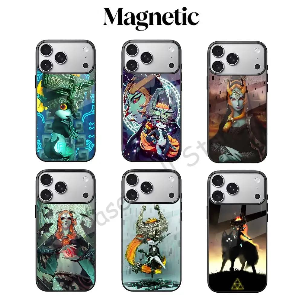M-Midna Magnetic Black Phone Case For MagSafe For iPhone 17 16 15 14 13 12 11 Pro Max Plus Mini E XR