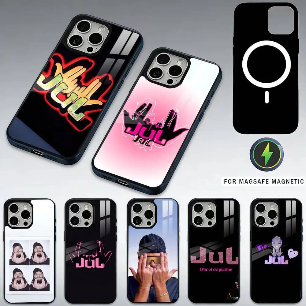 Custodia per telefono France Jul Rapper per iPhone17,16,15,14,13,12,11 Plus,Pro Max magnetica per ricarica wireless Magsafe