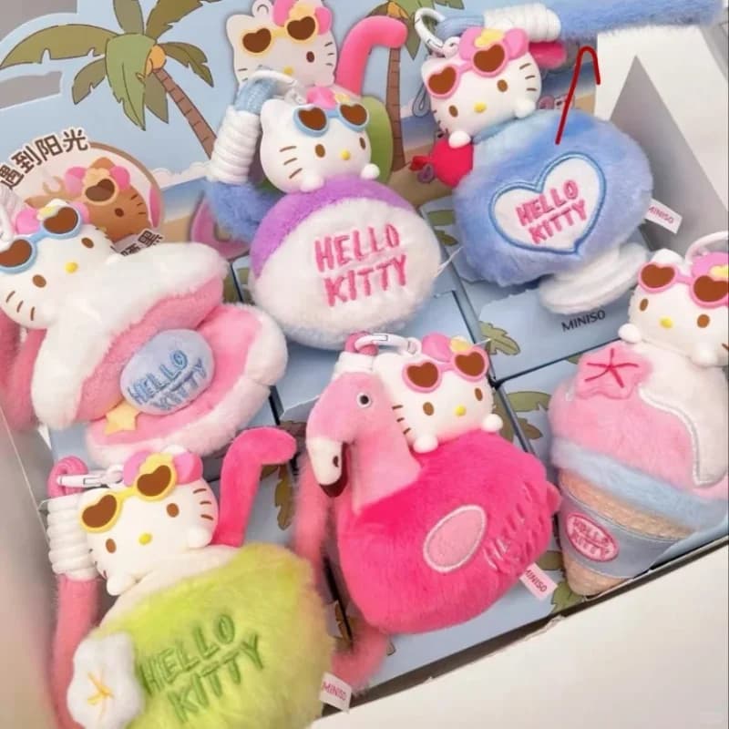 Blind box with aromatherapy pendant series Hello Kitty Summer Tan Skin Original mysterious box with bag pendant Hello Kitty Kawaii as gift