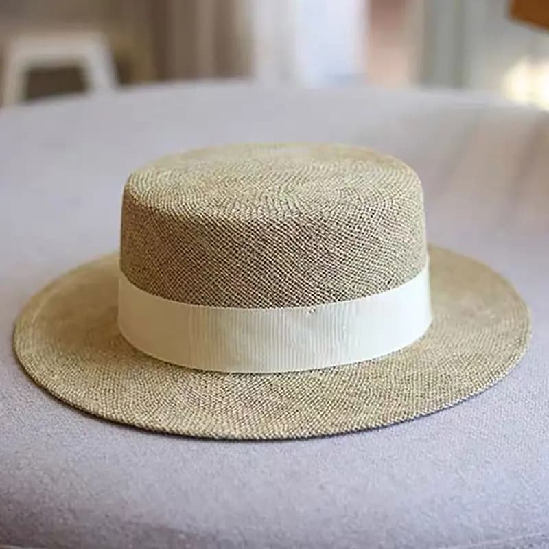 Fashion Smooth and Straw Two Layers Splicing Solar Protection Straw Hat Spring Summer British Flat Top Panama Sunset Bee Beach Hat