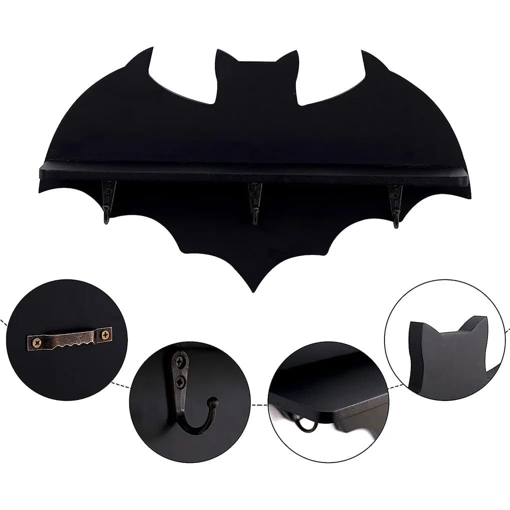 Mensola per pipistrelli di Halloween con organizer per chiavi per la decorazione domestica Ampia applicazione Mensola sospesa con 3 ganci