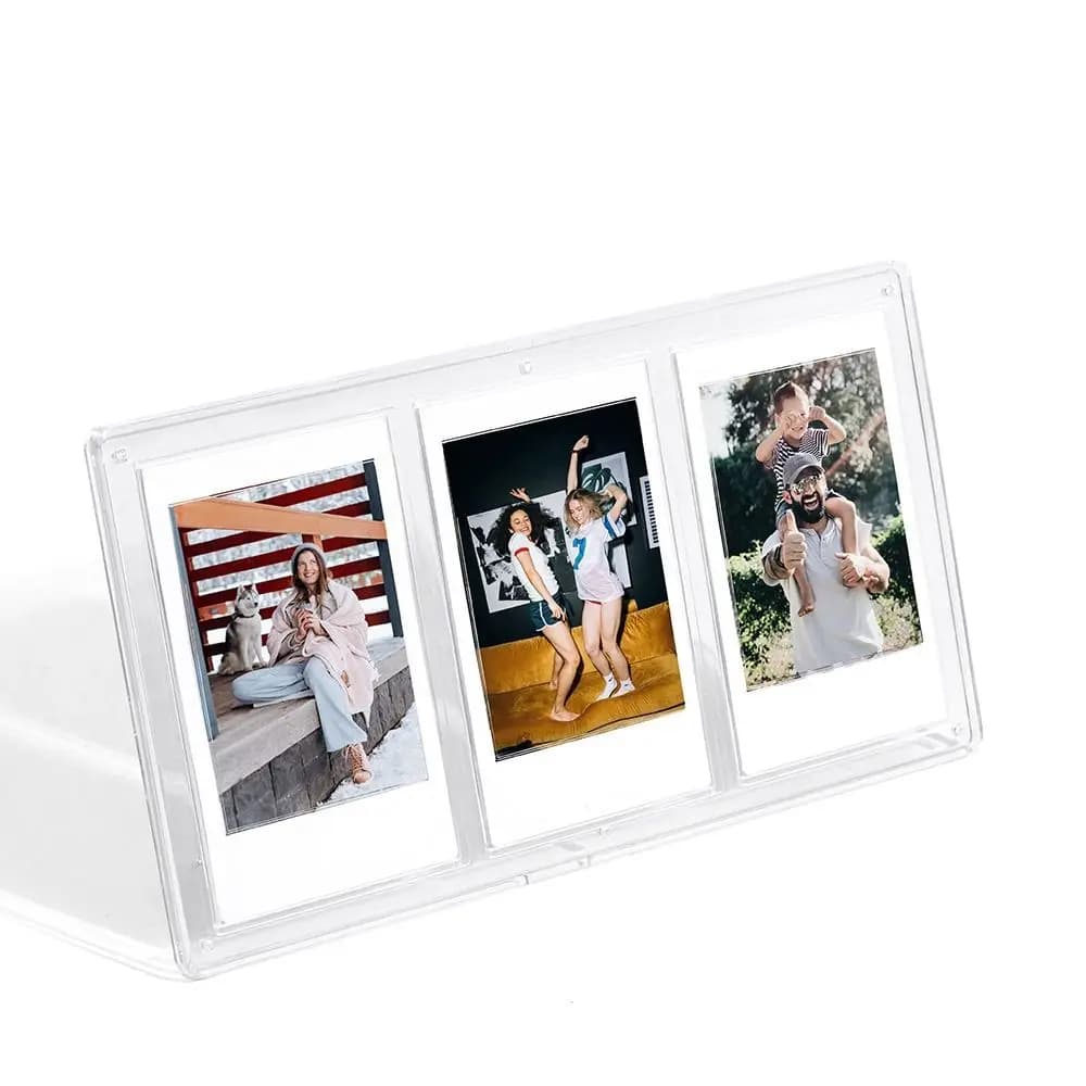Supporto per foto trasparente verticale 3 pollici 3 slot cornice per foto pellicola istantanea fotocamera tavolo per Fujifilm Instax mini