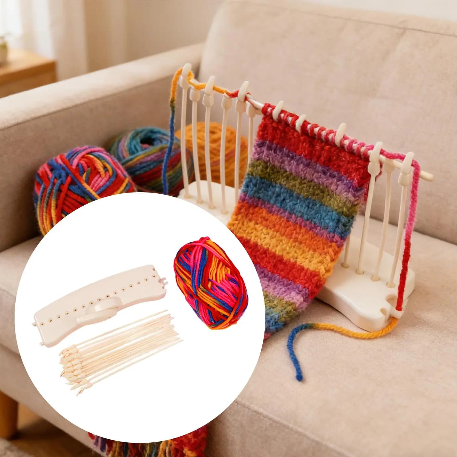 Kit Telaio per Maglieria per Adulti e Principianti, con Filato, per Cappelli, Sciarpe, Fasce per Capelli e Coperte