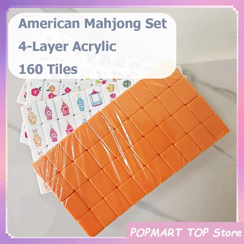 Set di 160 Tessere per Mahjong Americano Effetto Tramonto, Gioco da Tavolo Portatile in Acrilico a 4 Strati, Regalo Sorpresa per Adulti
