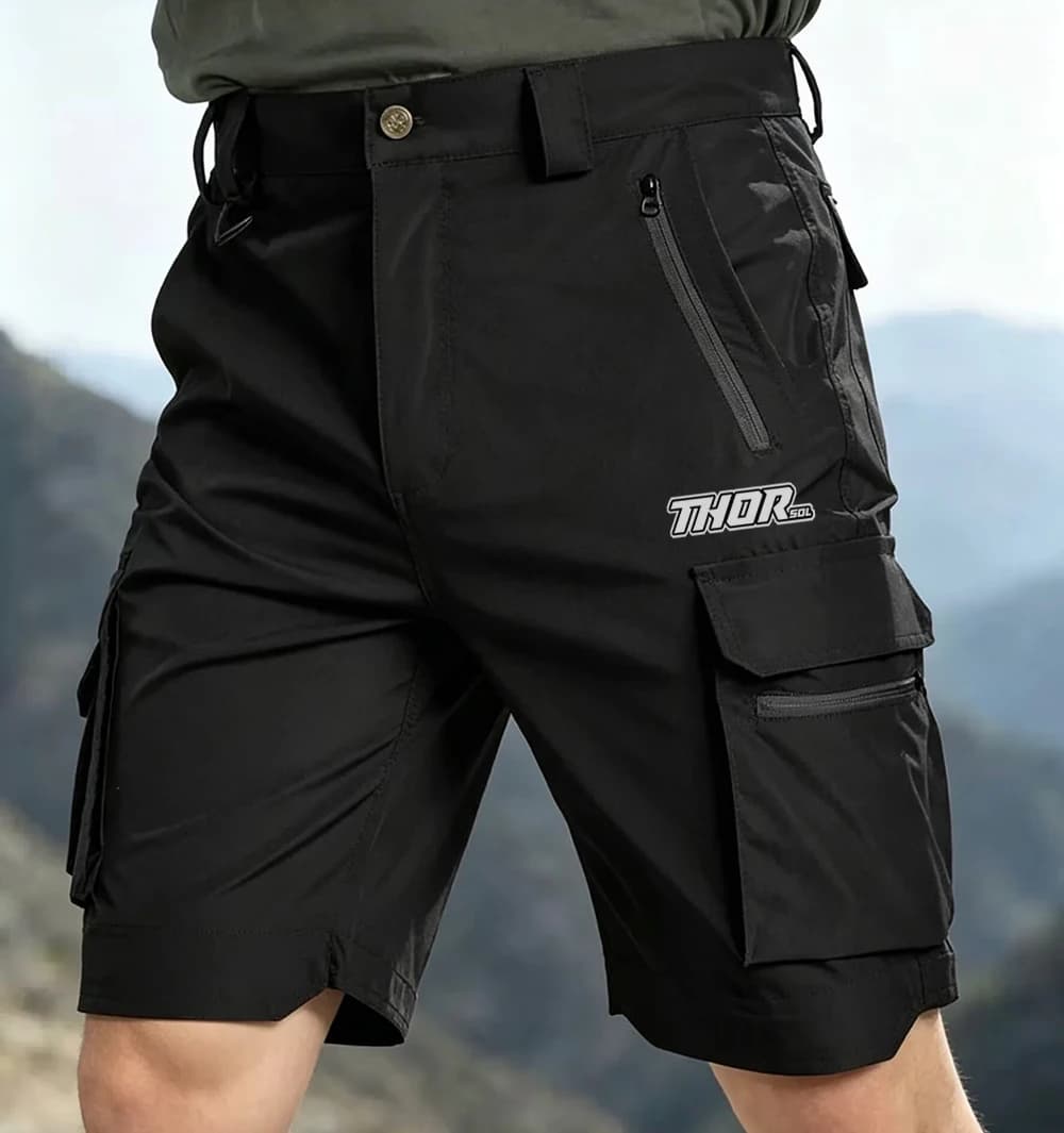 THORSOL Pantaloncini da ciclismo da uomo neri, pantaloni MTB, pantaloncini da mountain bike, pantaloni corti da motocross, pantaloncini cargo da esterno