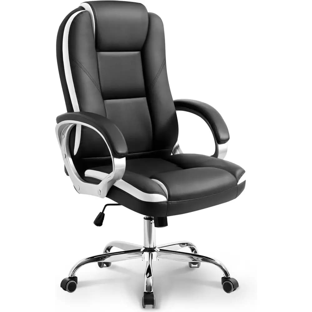 Sedia da Gaming Ergonomica con Schienale Alto, in Pelle PU Regolabile, Supporto Lombare, Ruote Girevoli, Ideale per Dirigenti e Giocatori (Nera)
