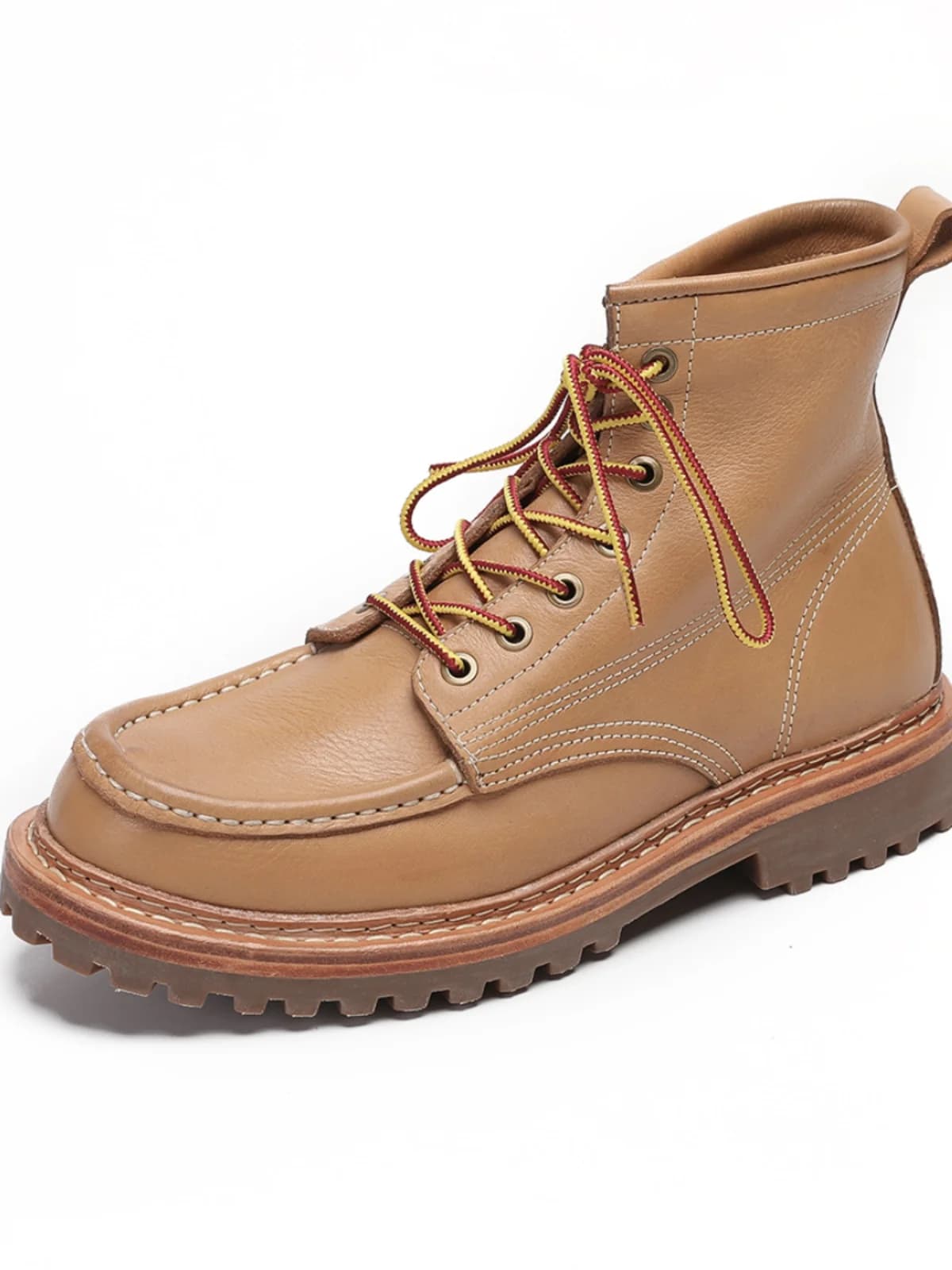 Stivali da lavoro in pelle di vacchetta conciata al vegetale Scarpe da moto alte in vera pelle casual Stivali da uomo con cuciture Goodyear