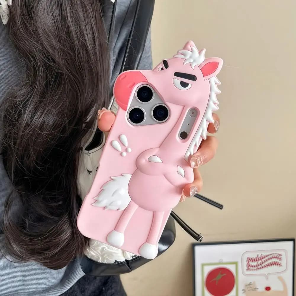 Custodia per telefono a forma di cavallo 3D, custodia per telefono a forma di pony in silicone morbido antiurto per iPhone 17 Pro Max/17 Pro/17