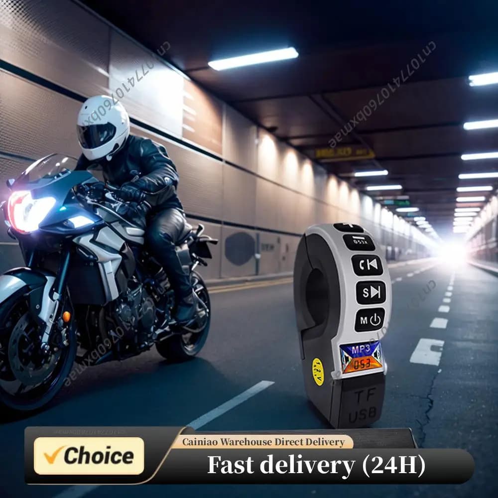 Stereo Speaker for Moto 12V with Assembly on Handlebar, MP3 Player, Waterproof, Compatible Bluetooth, AUX, USB, TF