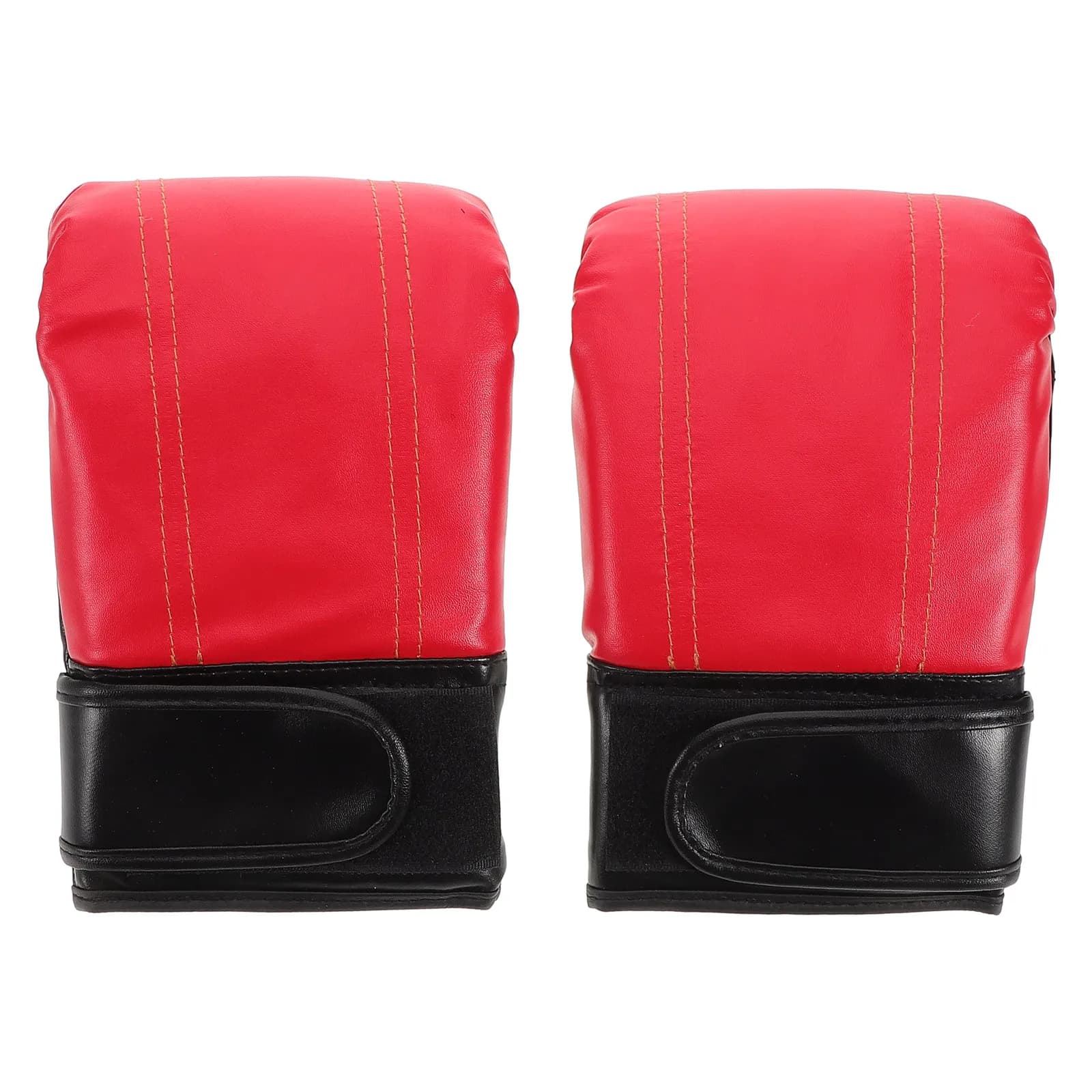 1Pair Red PU Boxing Gloves Half Finger Design for Adults Martial Arts Fitness Training Kickboxing Muay Thai Sparring Gym