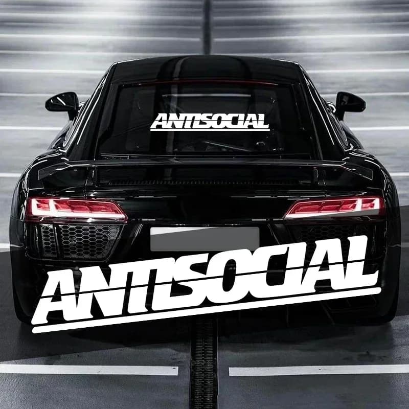 1PC adesivi per auto con lettera antisociale per lunotto posteriore parabrezza anteriore automatico decalcomanie in vinile decorazione impermeabile per corpo da corsa cool fai da te