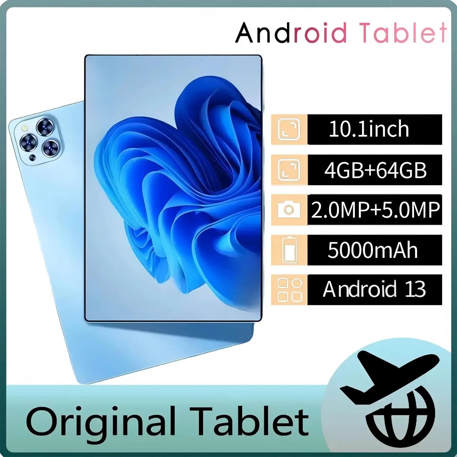 Nuovo Tablet Android da 10.1 Pollici, Octa Core, 4GB RAM, 64GB ROM, Google Play, Doppia Fotocamera, Doppia SIM, Chiamate Telefoniche, WiFi, Batteria 6000mAh