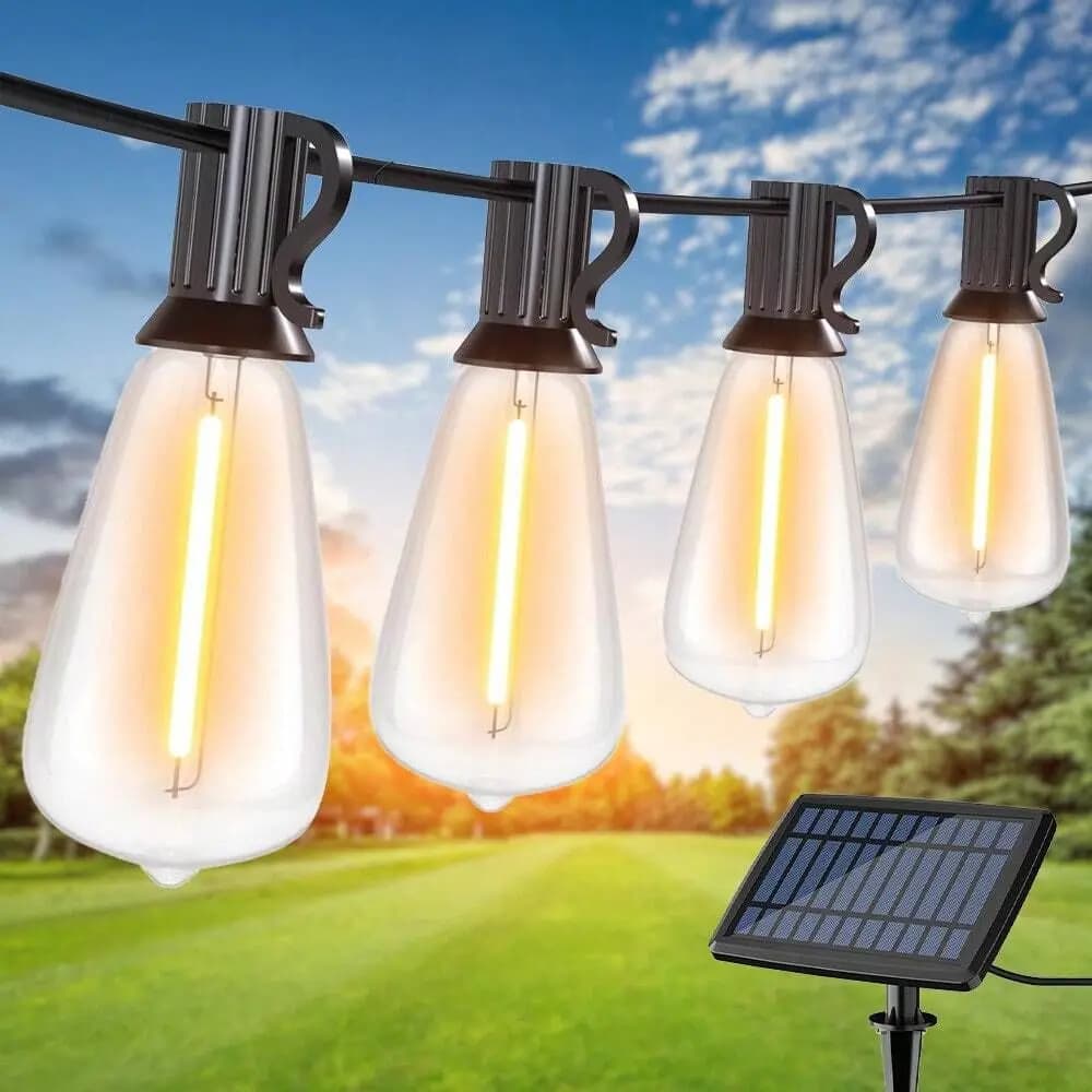 Luci a stringa LED da esterno alimentate a batteria 30m, luci da patio impermeabili dimmerabili con 24 lampadine, luci infrangibili per portico e giardino