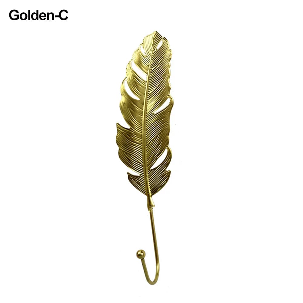 Home decoration gold/green for towels wall coat hangers clothes hangers foliage shaped hook wrought iron