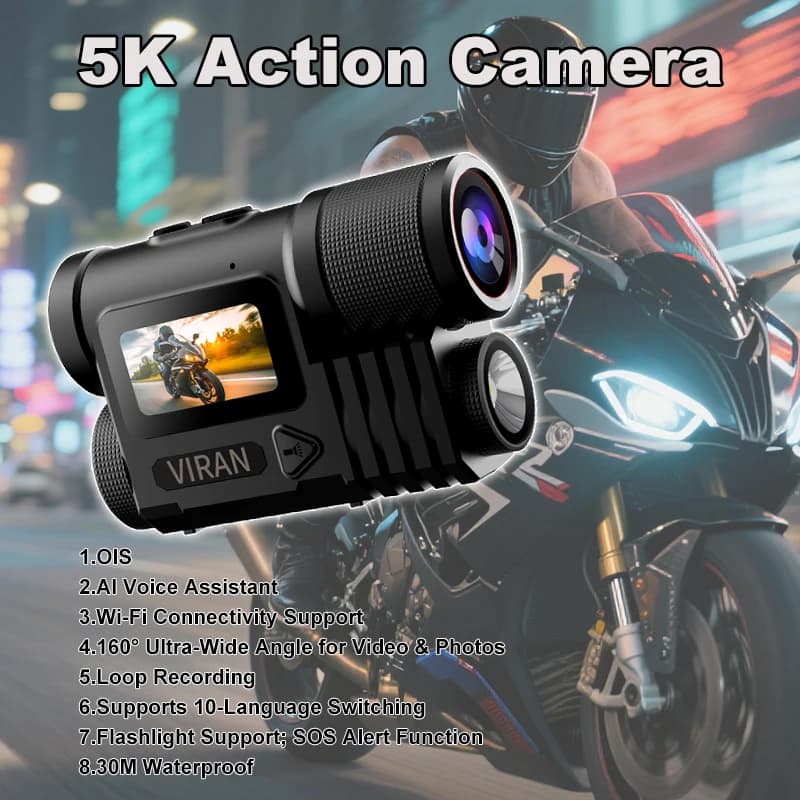 Action Camera 5K 30M Waterproof WiFi AI Voice assistant with memory card 128G EIS Action Sport Cam Bike helmet Moto