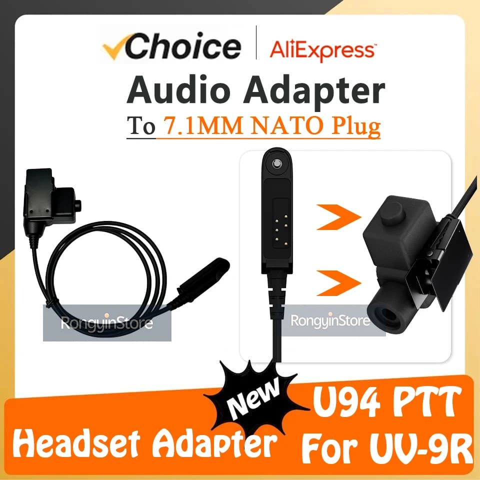 Adattatore Audio UV-68 Pro Max V2 con Cuffie NATO U94 PTT per Radio Walkie Talkie Baofeng UV-XR A58 UV9R UV-9R Plus GT-3WP UV-5S UV-9G