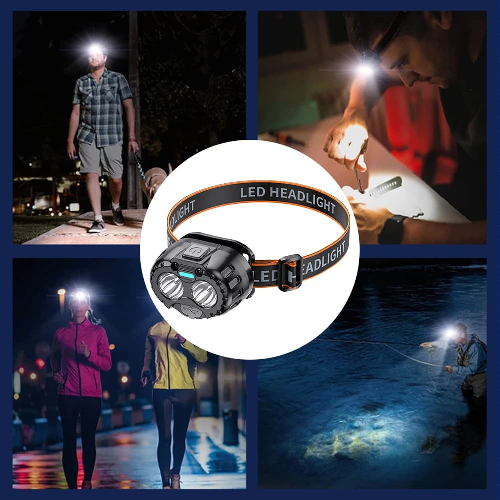 Powerful LED front lamp with motion sensor, emergency front torch, 250LM, high brightness, for fishing, camping, outdoor hiking