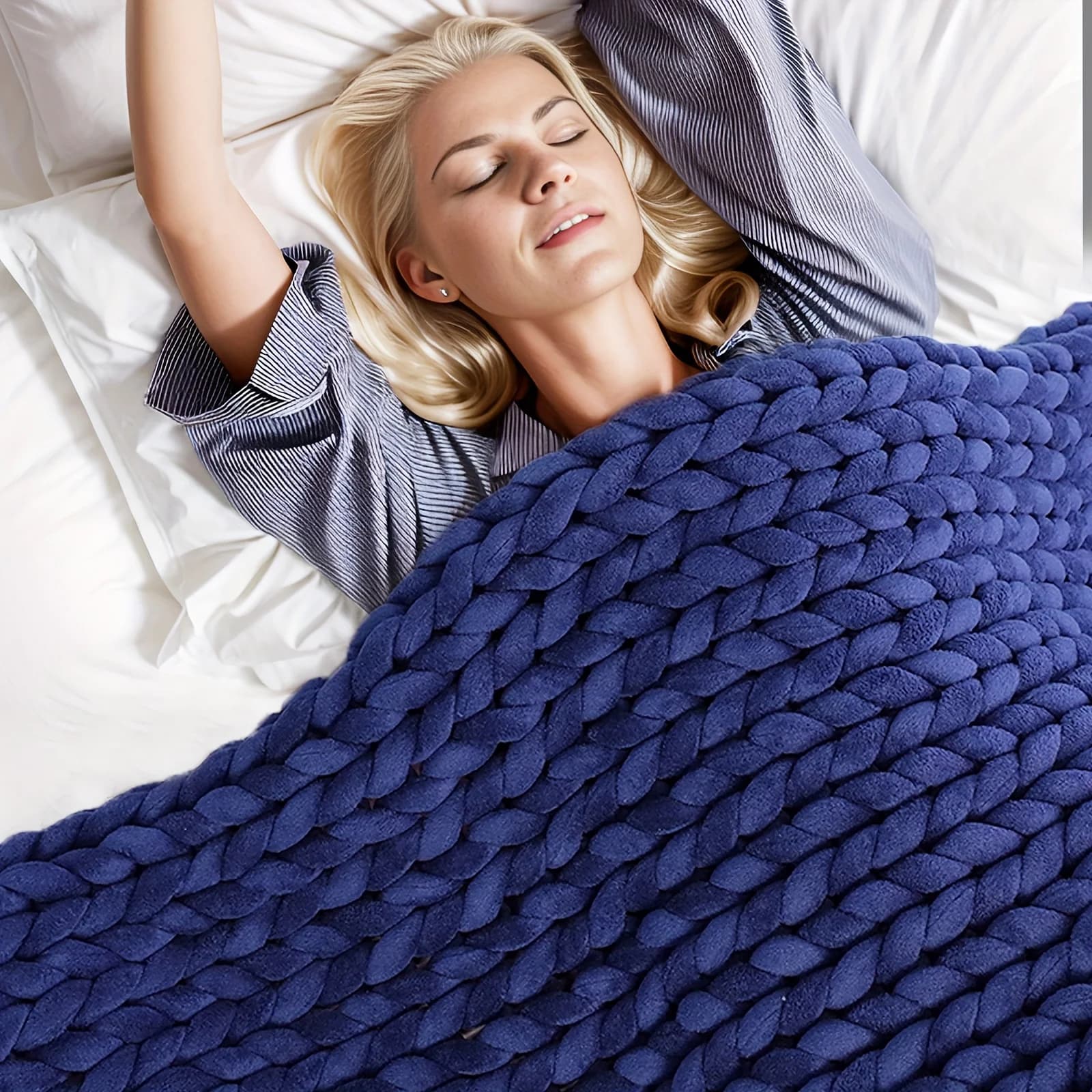 Coperta ponderata lavorata a maglia Queen Size fatta a mano Minky Chunky coperta da tiro morbida e traspirante miglior regalo per natale