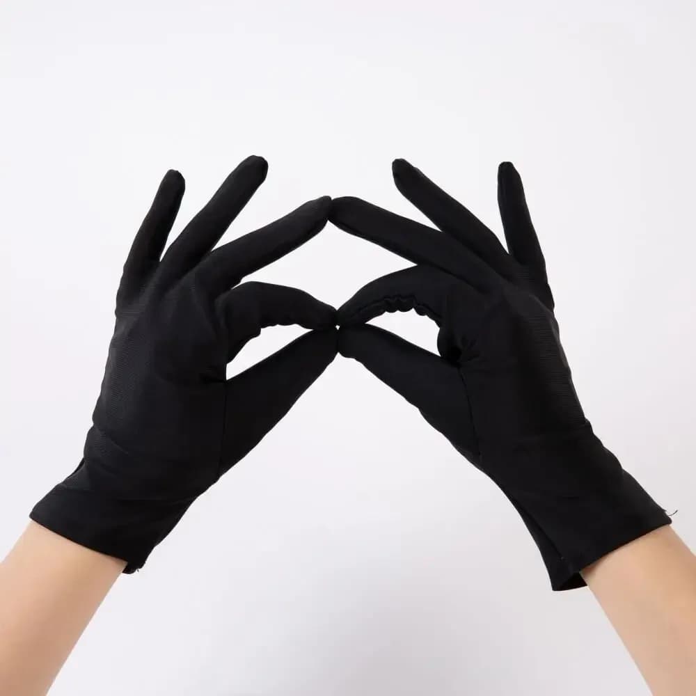 1 paio di guanti elasticizzati neri da uomo per etichetta, guanti sottili in pura seta per bici, moto, sci, camminata, guanti interni