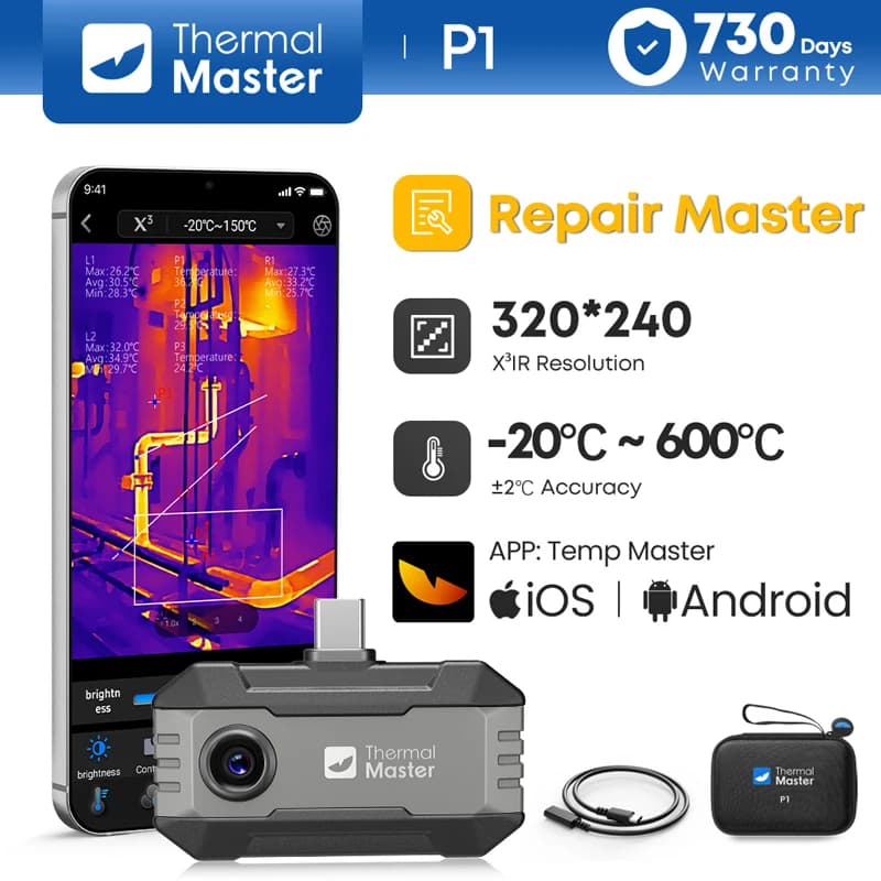 P1 Thermal Camera with Resolution 320 * 240 X3IR for iPhone15/16/17 and Android smartphone