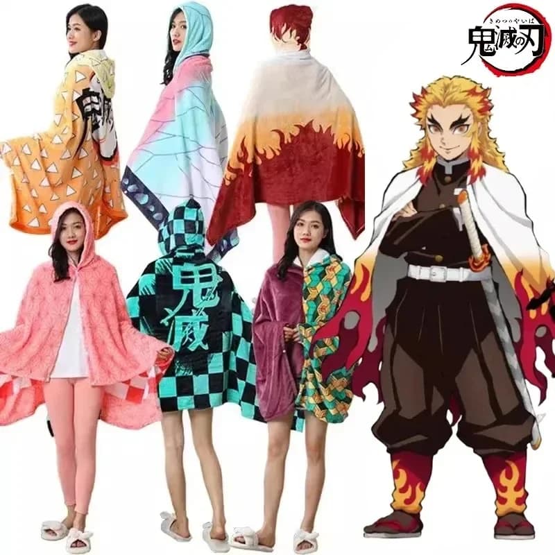 Demon Slayer coperta Plaid Anime Kimetsu No Yaiba Cosplay Prop Tanjirou Custom Women pigiama adulto accappatoio scialle abito Homewear
