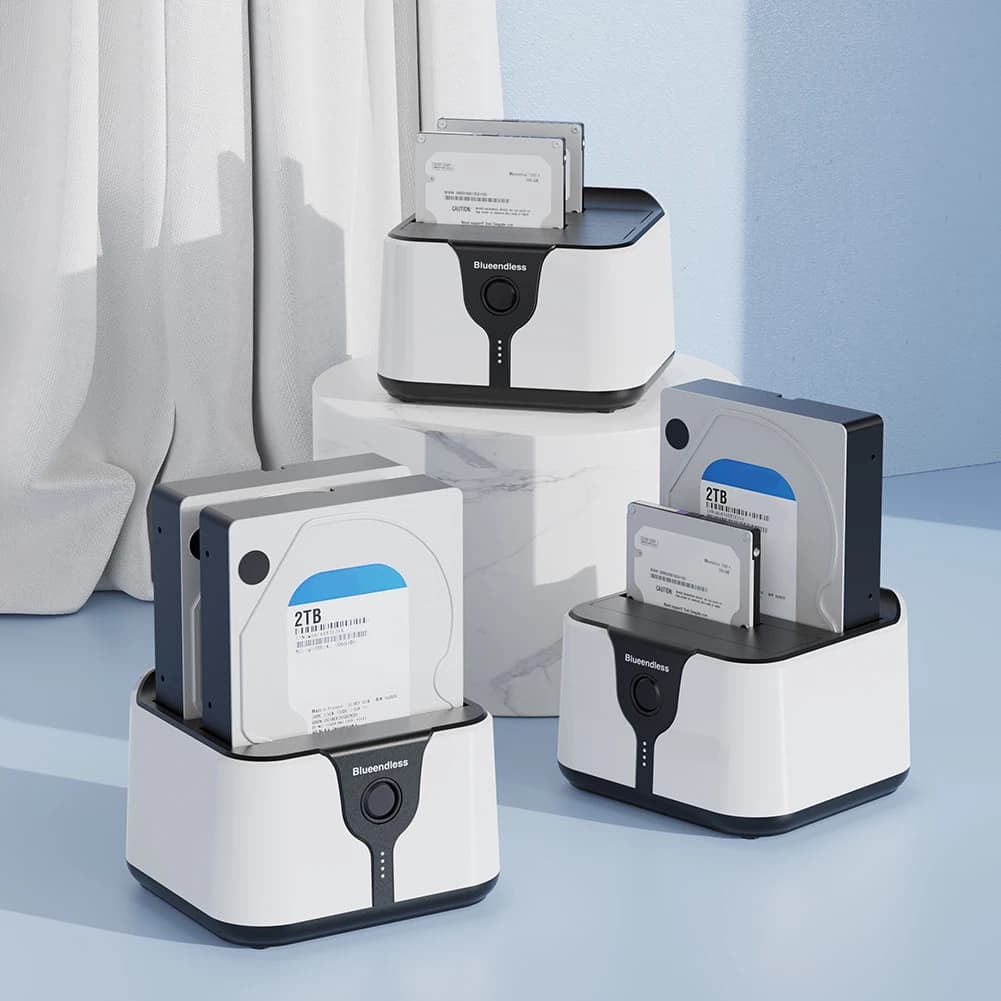 Docking station per disco rigido esterno USB 3.0 a SATA Dual Bay Supporto dock per disco rigido clone offline per HDD/SSD SATA da 2,5/3,5 pollici
