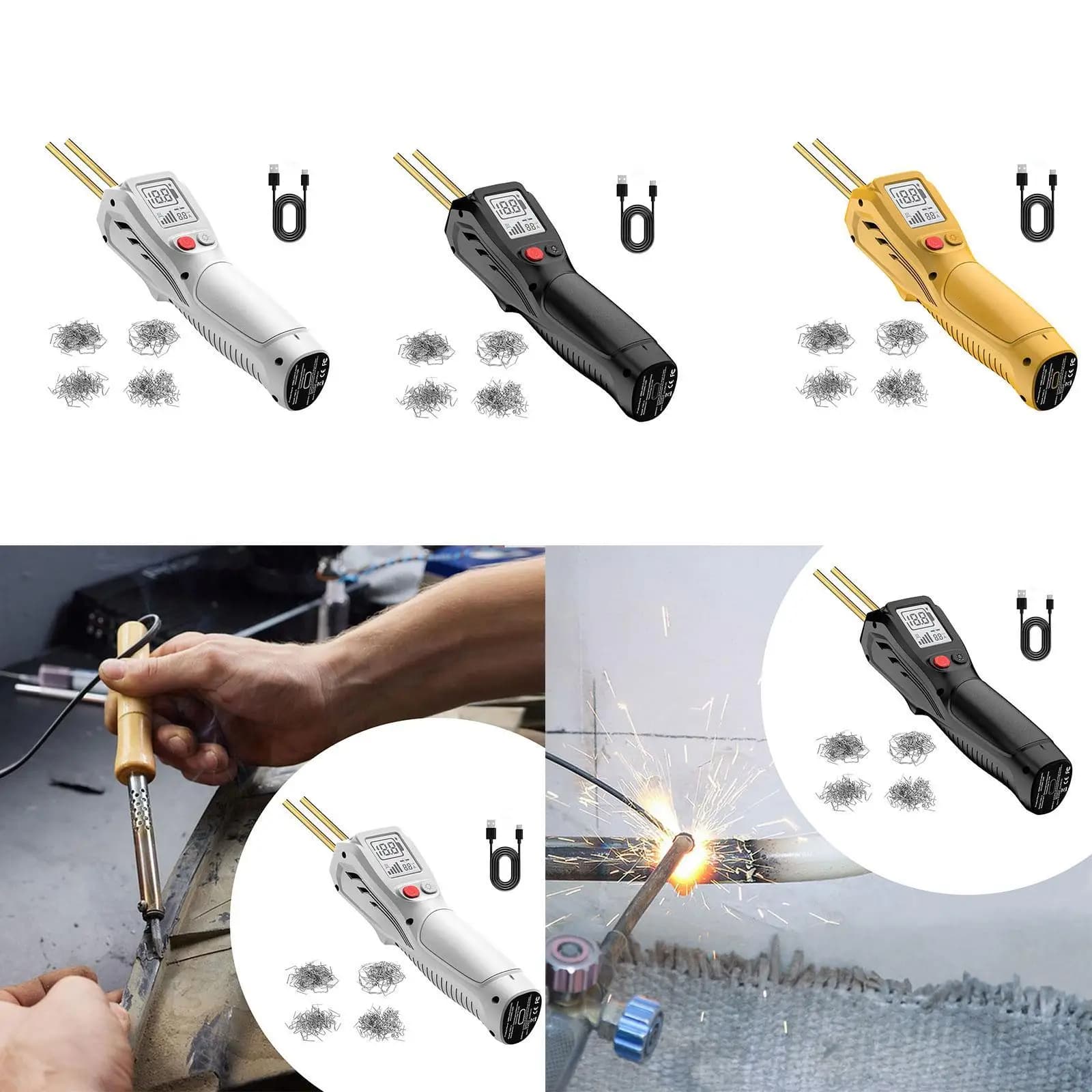 Saldatore di plastica Cordless Professionale 200 punti metallici Kit di riparazione paraurti auto portatile Saldatrice cucitrice a caldo Riparazione plastica