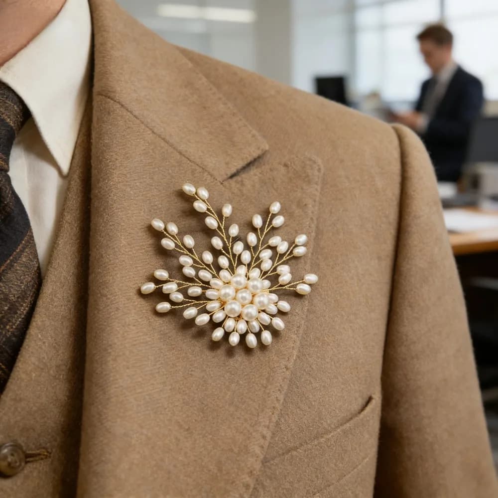 Elegant Pearl Tassel Flower Brooch Pin, Women's Versatile Corsage for Clothing, Backpack and Scarf Decoration
