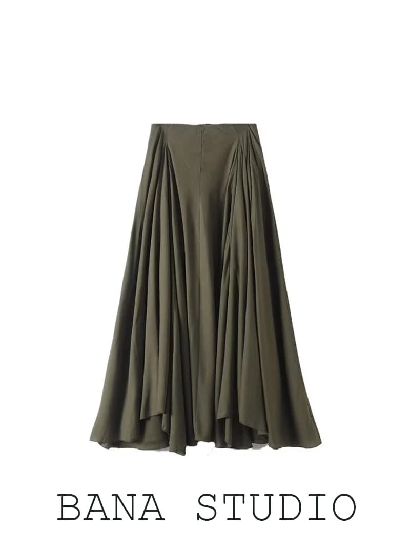 Gonna lunga asimmetrica a vita alta BANA, gonna midi elegante per il commuting quotidiano, serate e attrazioni turistiche