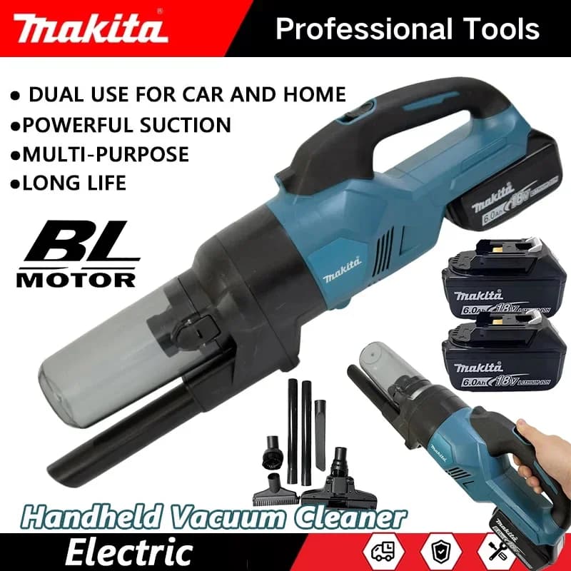 Aspirapolvere Portatile Senza Fili Makita per Casa e Auto, Ideale per Pavimenti in Legno e Moquette